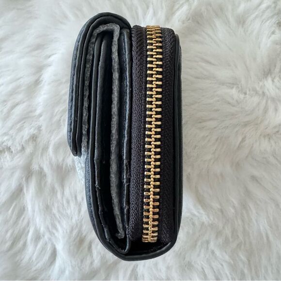 Tory Burch Amanda Trifold Compact Wallet with Zip-around Pouch Black - Picture 7 of 14